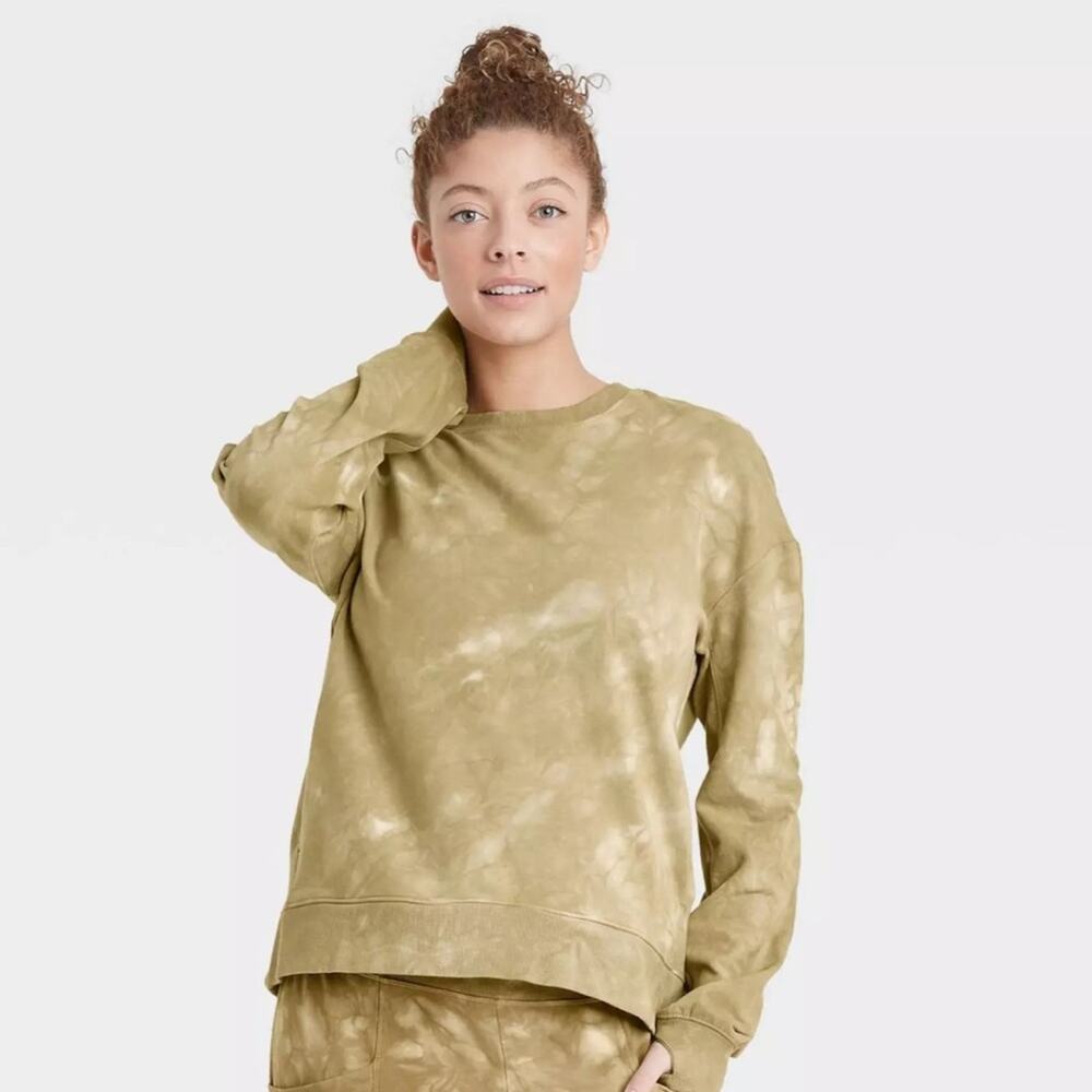 All In Motion Green Tie Dye Crew‎ Neck Pullover Sweatshirt Size XS